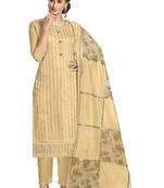 Kimisha Women's Light Yellow Modal Chanderi Mukaish Work Unstitched Salwar Suit Material With Innar