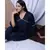 NAVY SOLID LOUNGEWEAR SET WITH HAIRBAND