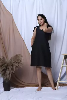 Black Solid Loungewear With Hairband