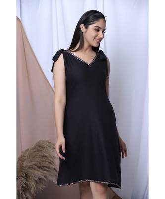 Black Solid Loungewear With Hairband 3