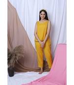 Yellow Solid Loungewear Set With Hairband