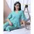 GREEN STRIPE PRINTED LOUNGEWEAR SET WITH HAIRBAND