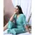 GREEN STRIPE PRINTED LOUNGEWEAR SET WITH HAIRBAND