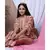 PINK STRIPE PRINTED LOUNGEWEAR SET WITH HAIRBAND