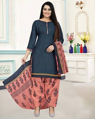 Blue printed cotton salwar 1