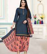Blue printed cotton salwar