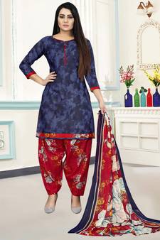 Purple printed cotton salwar