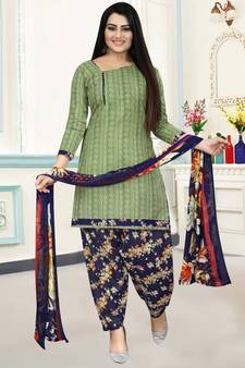 Green printed cotton salwar