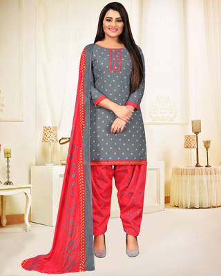 Grey printed cotton salwar 1