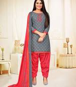 Grey printed cotton salwar