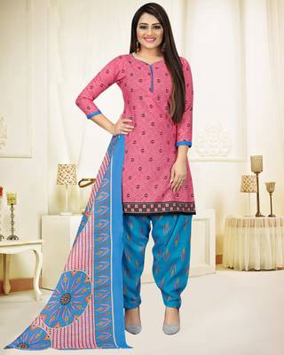 Pink printed cotton salwar 1