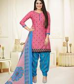 Pink printed cotton salwar