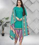 Blue printed cotton salwar