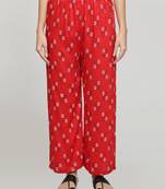 Red printed rayon palazzo-pants