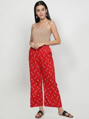 Red printed rayon palazzo-pants 3