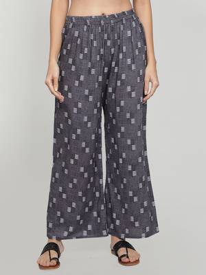 Grey printed rayon palazzo-pants 1