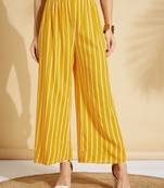 Mustard printed rayon palazzo-pants