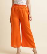 Orange plain rayon palazzo-pants