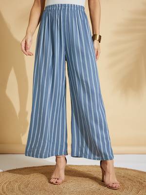 Grey printed rayon palazzo-pants 1