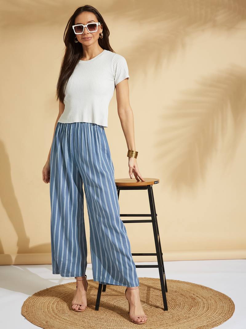 Grey printed rayon palazzo-pants