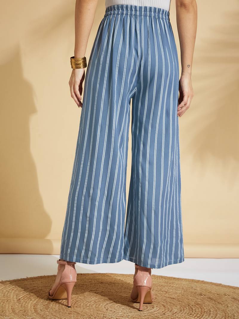 Grey printed rayon palazzo-pants