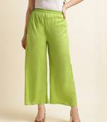 Lime plain rayon palazzo-pants