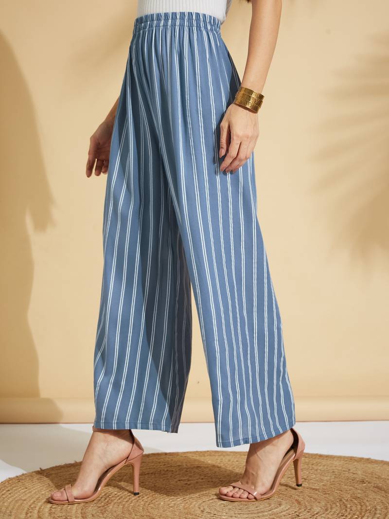 Grey printed rayon palazzo-pants