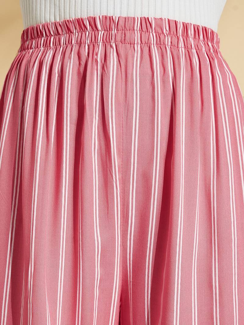 Pink printed rayon palazzo-pants