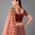 Maroon embroidered velvet semi stitched lehenga