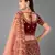 Maroon embroidered velvet semi stitched lehenga