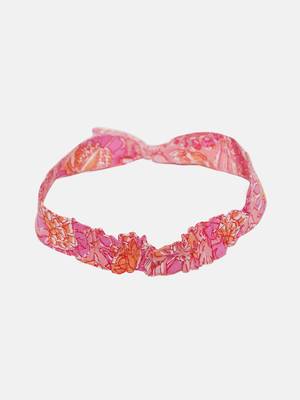 Peach Floral Printed Loungewear Set With Hairband 6