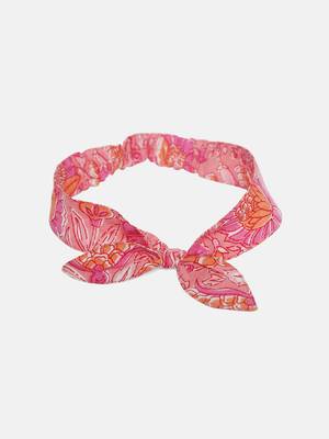 Peach Floral Printed Loungewear Set With Hairband 7