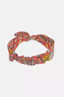 Coral Floral Printed Loungewear Set With Hairband