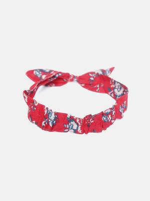 Red Floral Printed Loungewear Set With Hairband 5