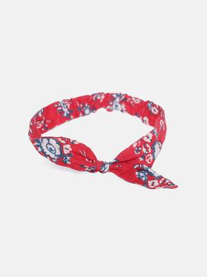 Red Floral Printed Loungewear Set With Hairband 6