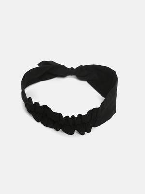 Black Solid Loungewear With Hairband 8