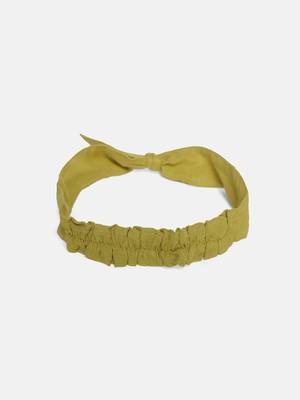 Lime Green Solid Loungewear Set With Hairband 9