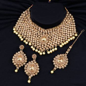 Gold Plated Kundan Diamond & Pearl Choker Set 1