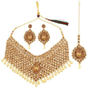 Gold Plated Kundan Diamond & Pearl Choker Set 5