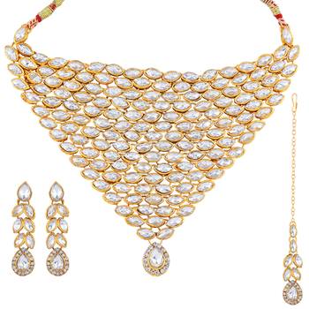 Elegant Style Silver Plated Kundan Diamond Choker Set 2