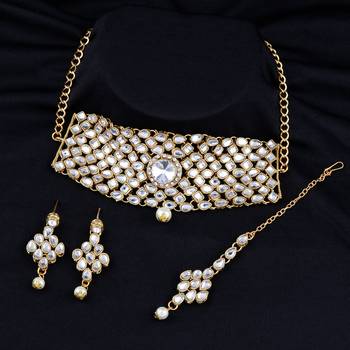 Gold Plated Kundan Diamond Fancy Choker Set 1