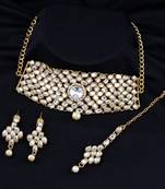 Gold Plated Kundan Diamond Fancy Choker Set