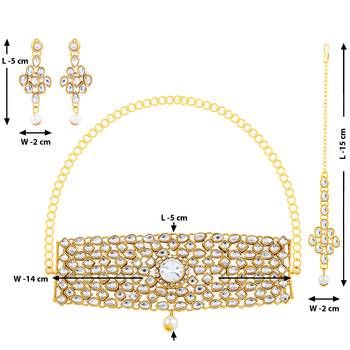 Gold Plated Kundan Diamond Fancy Choker Set 3