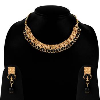 Gold Plated Necklace Traditional Choker Set 4