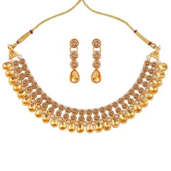 Amazing Stylish Look Gold Plated Choker Set For Women And 2