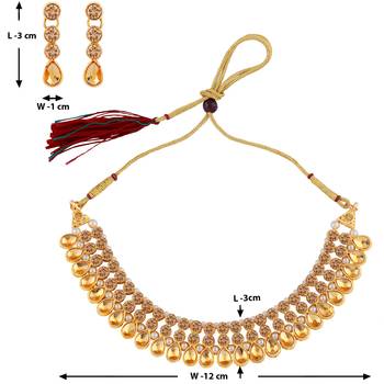 Amazing Stylish Look Gold Plated Choker Set For Women And 3