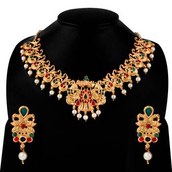 Designer Gold Plated Necklace Set Jewellery For Women And 4