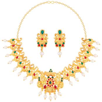 Designer Gold Plated Necklace Set Jewellery For Women And 5