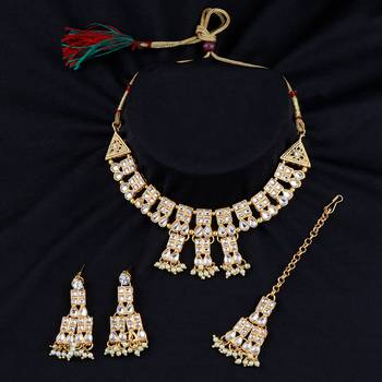 Gold Plated White Diamond  Stylish Jewellery Set For 1