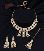 Gold Plated White Diamond  Stylish Jewellery Set For